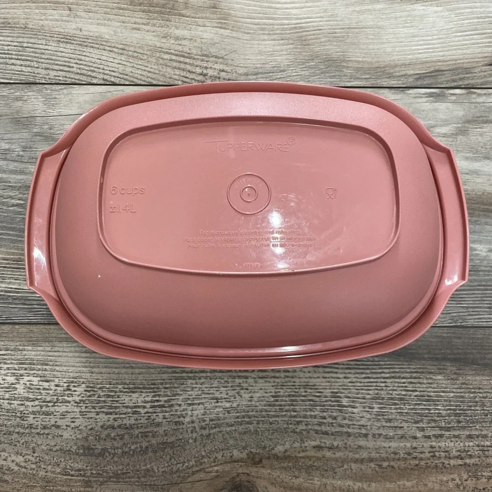 Tupperware Microwave Food Steamer 6 Cups Dusty Rose Pink 3 Piece 1273-6